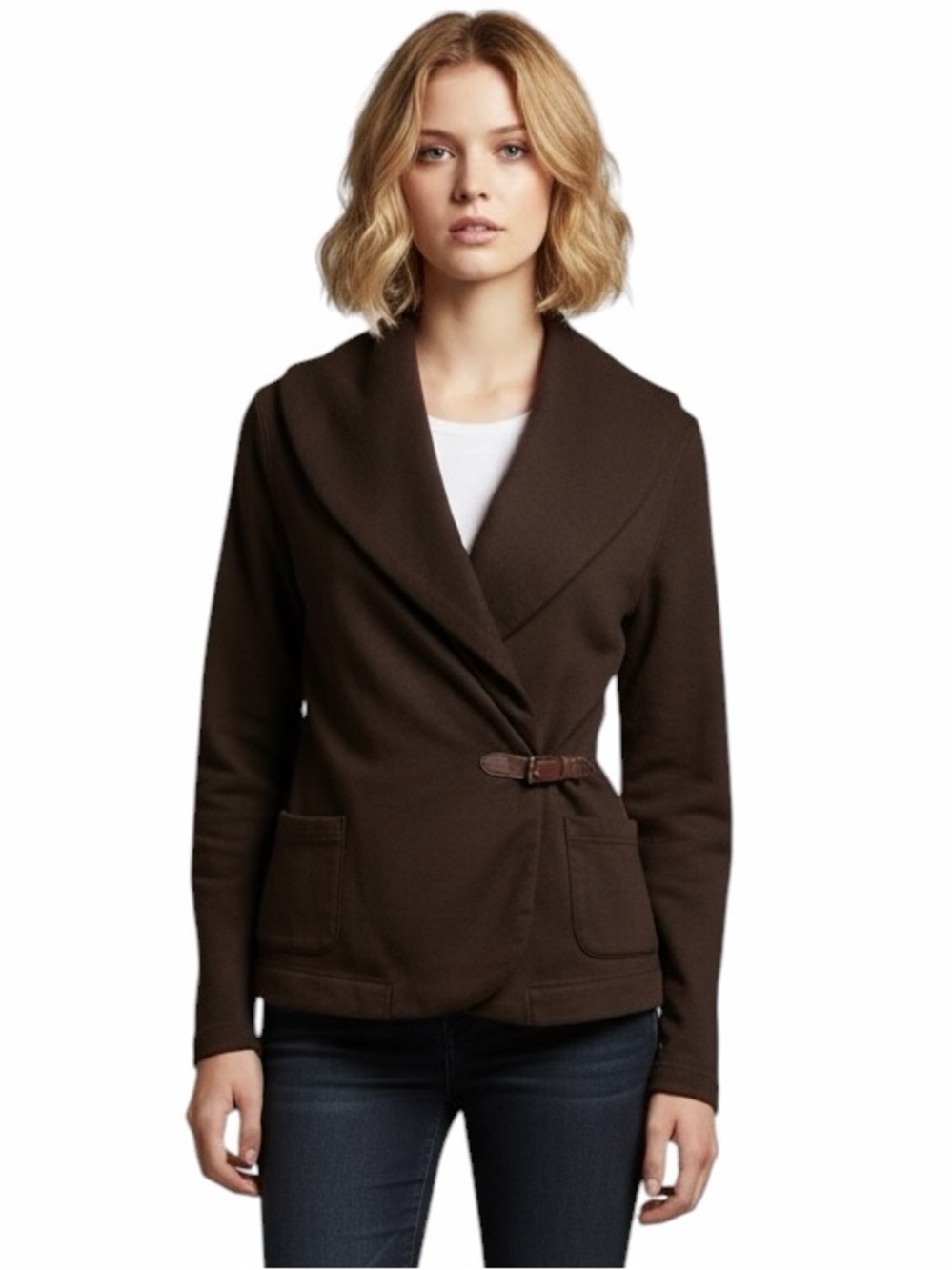 Ralph Lauren Cotton Cardigan with Leather Closure.